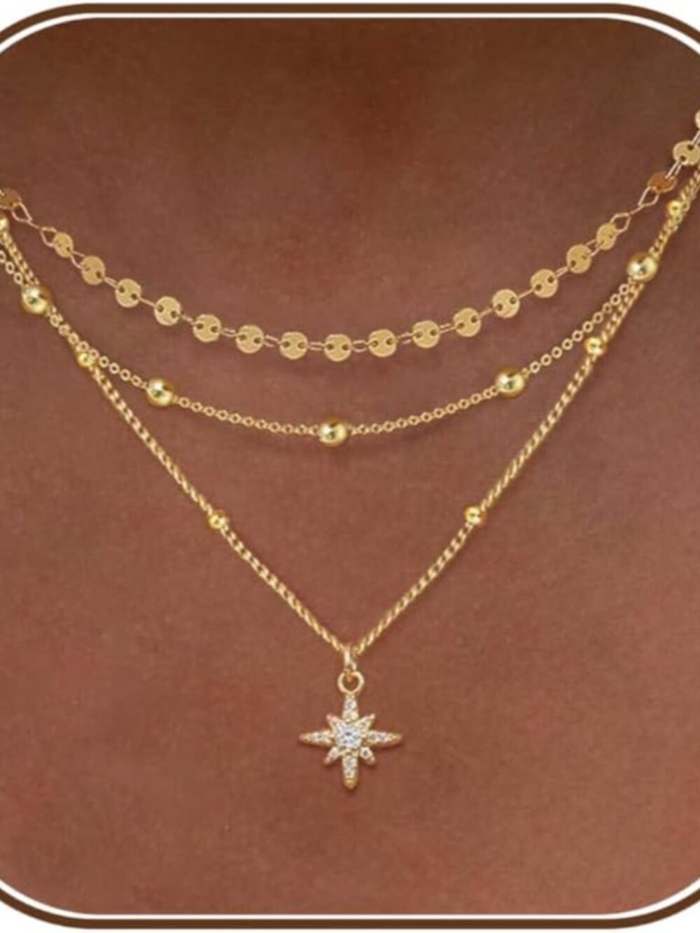 Layered Necklaces for Women, Dainty Gold Necklace Stack 14k Gold Plated Layering
